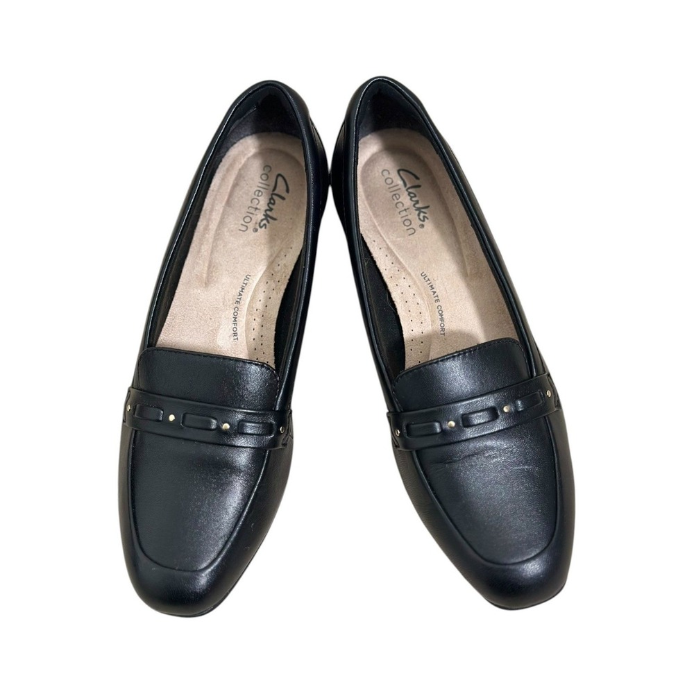 Clarks Juliet Bay Woven-Strap Loafer Flats Black Ultimate Comfort Women's 7.5 M